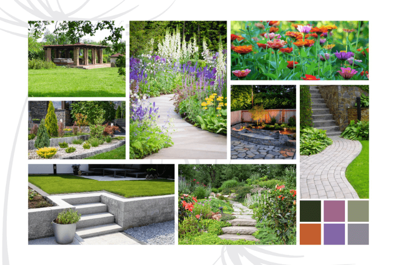 Moodboard showing plant designs